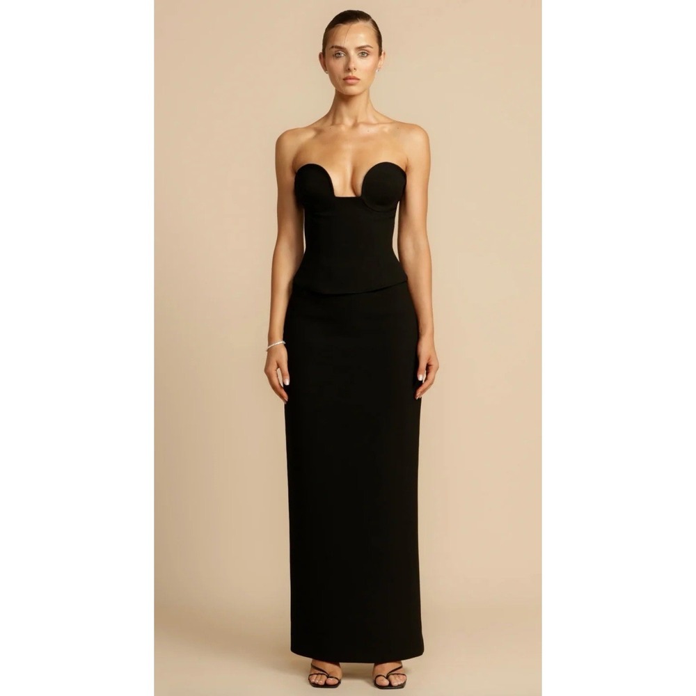 Arcina Ori Sloan Skirt Women's XS Long 41.75" High Slit Black Crepe